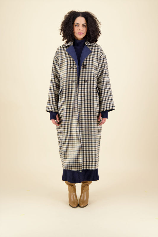 COAT BERNIE in prince of Wales woolen fabric