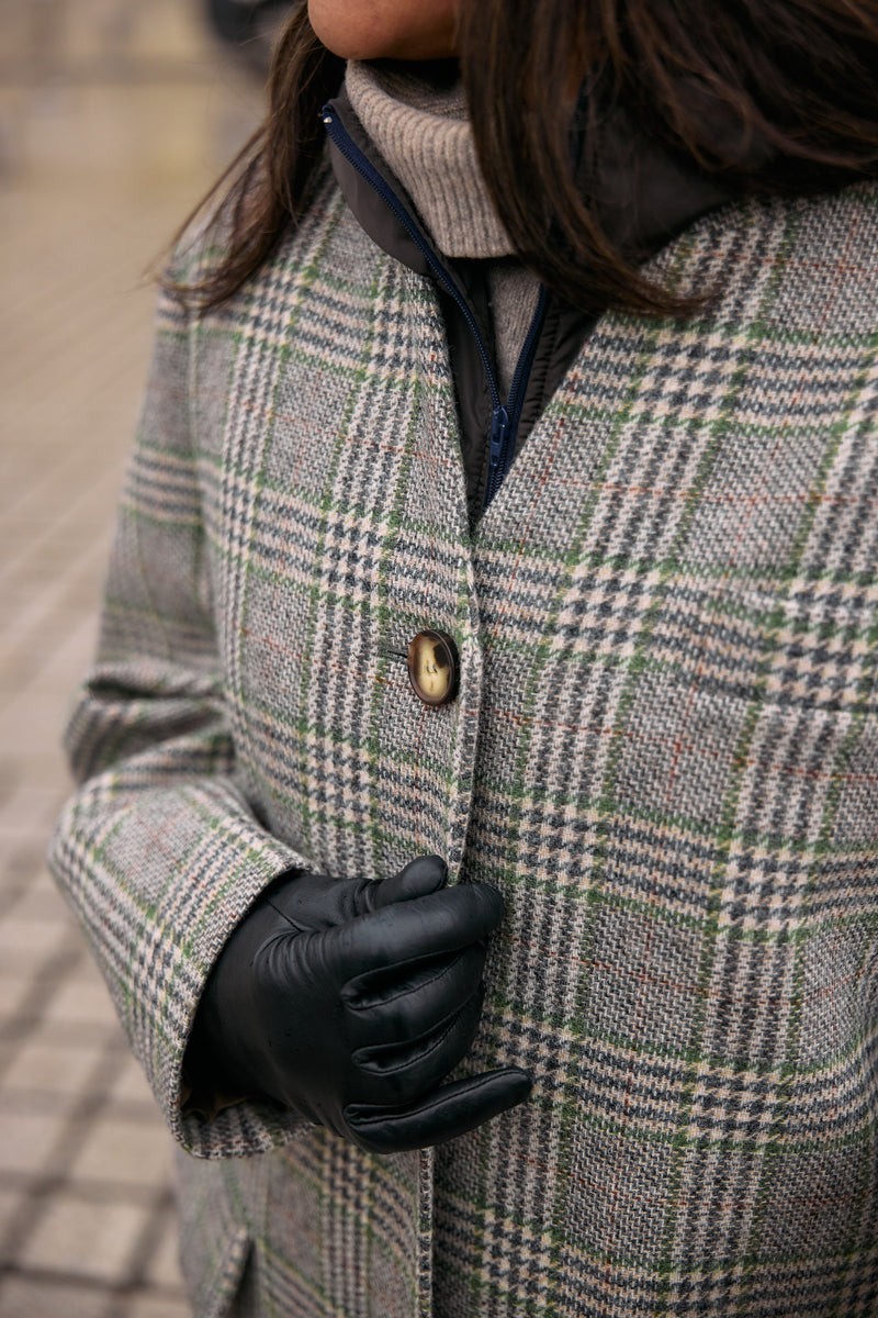 MANTEAU CECIL en lainage avec doudoune amovible coloris check green