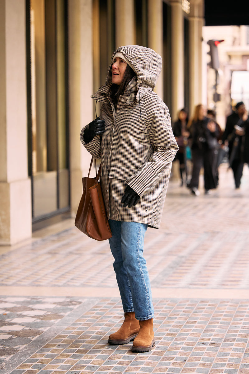 PARKA INES en coton déperlant à carreaux
