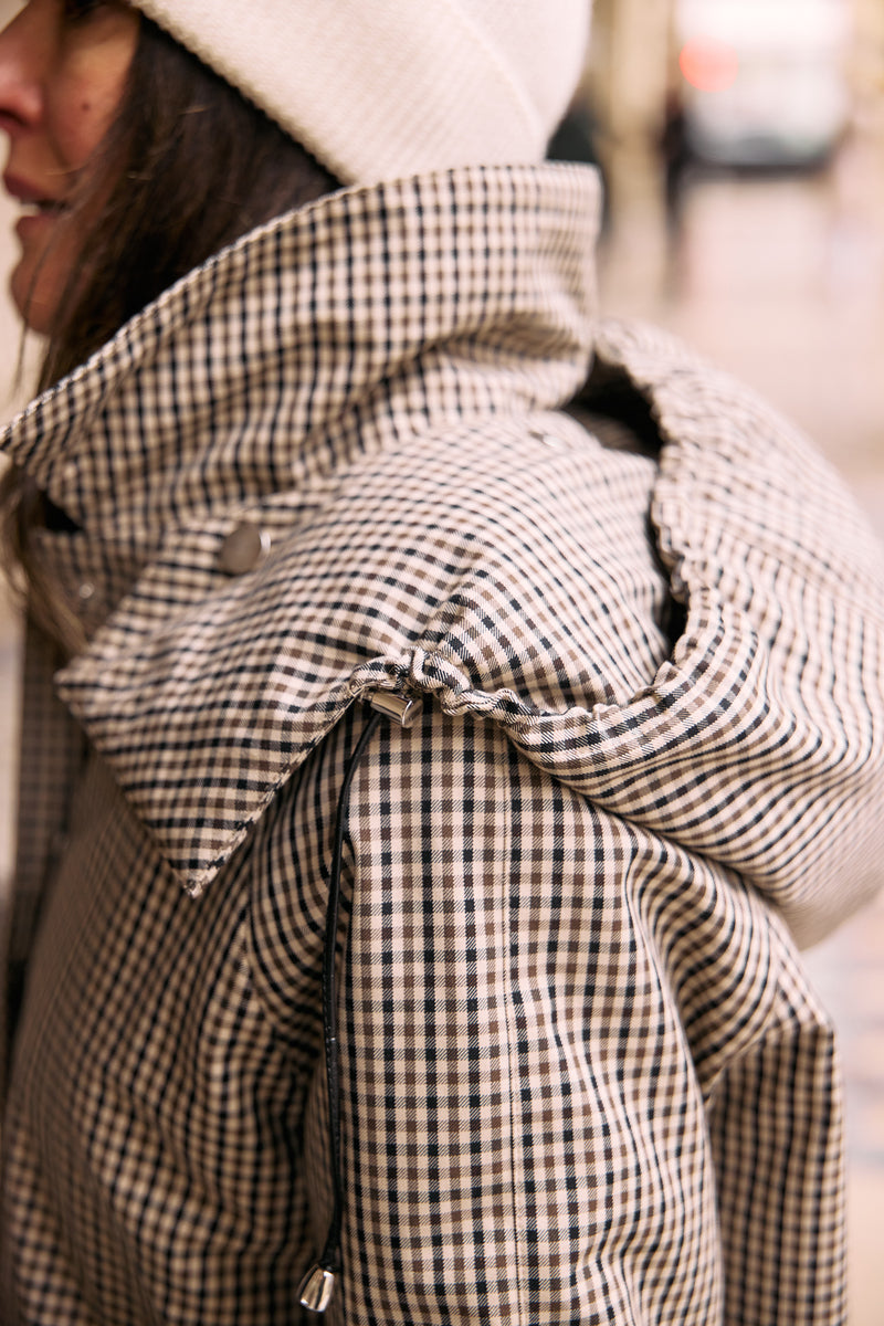 PARKA INES en coton déperlant à carreaux
