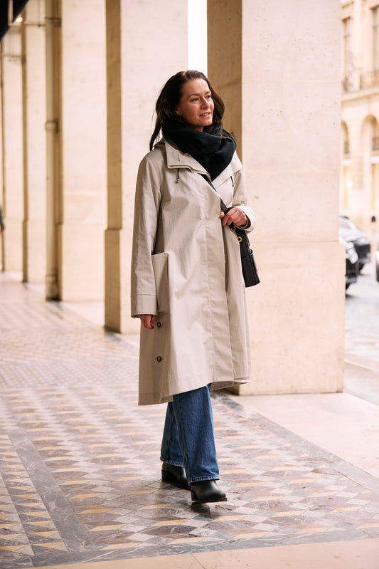 PARKA JOAN en coton enduit déperlant coloris craie