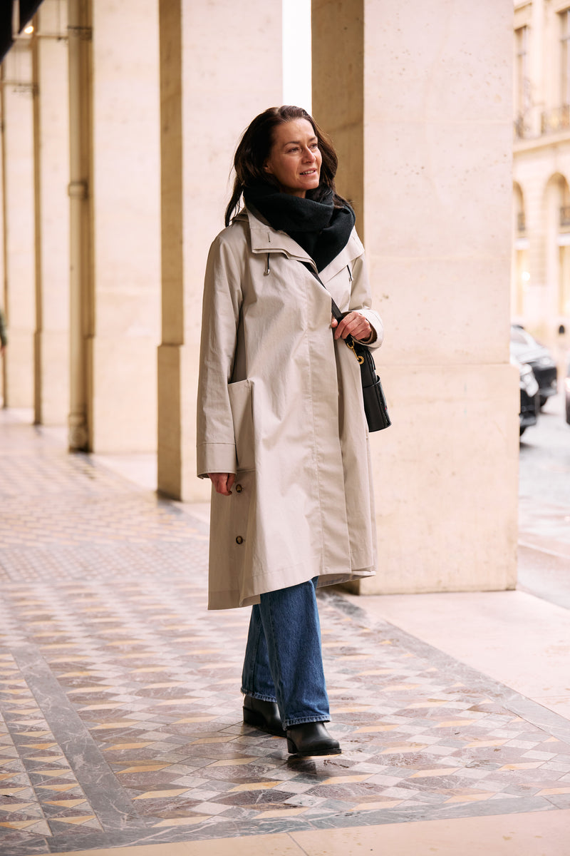 PARKA JOAN en coton enduit déperlant coloris craie