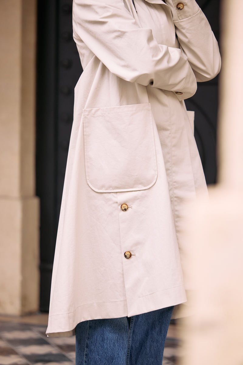 PARKA JOAN en coton enduit déperlant coloris craie
