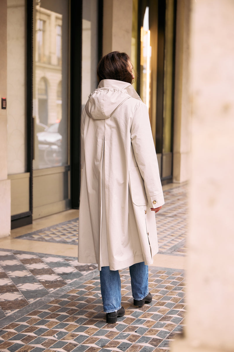 PARKA JOAN en coton enduit déperlant coloris craie