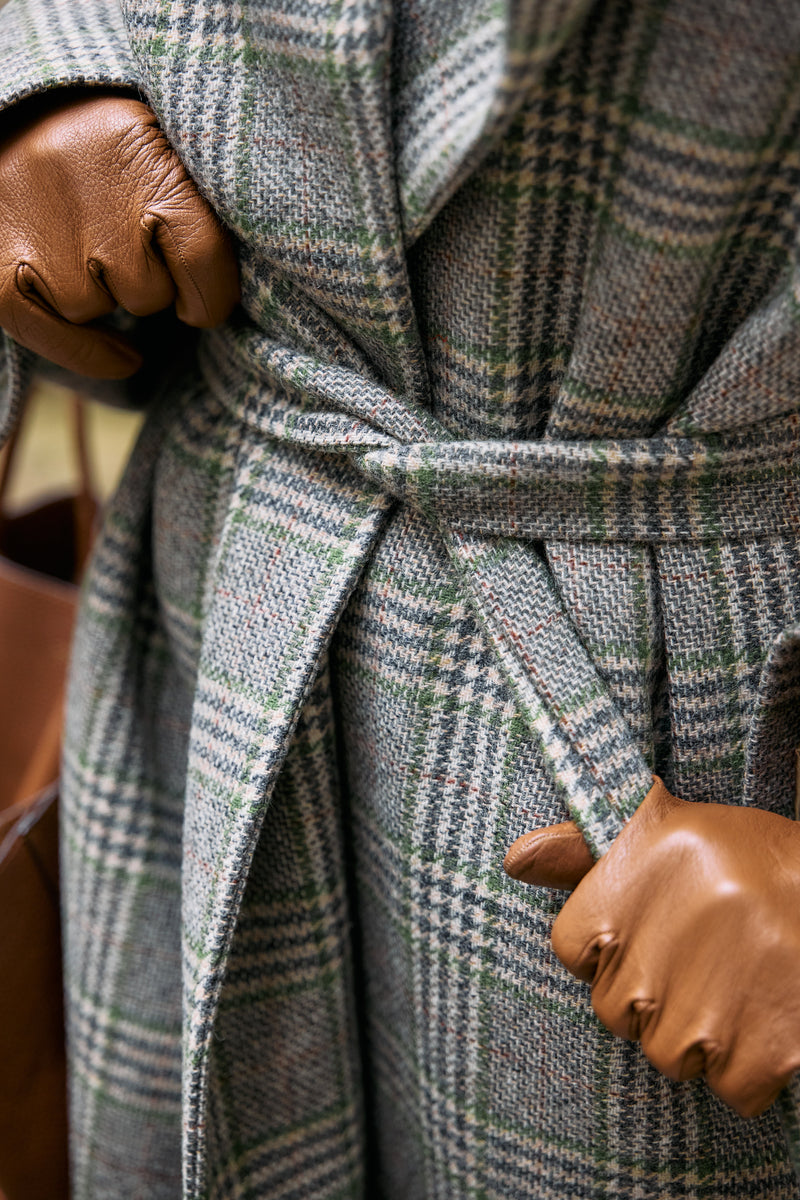 MANTEAU PRUSSE en lainage coloris check green