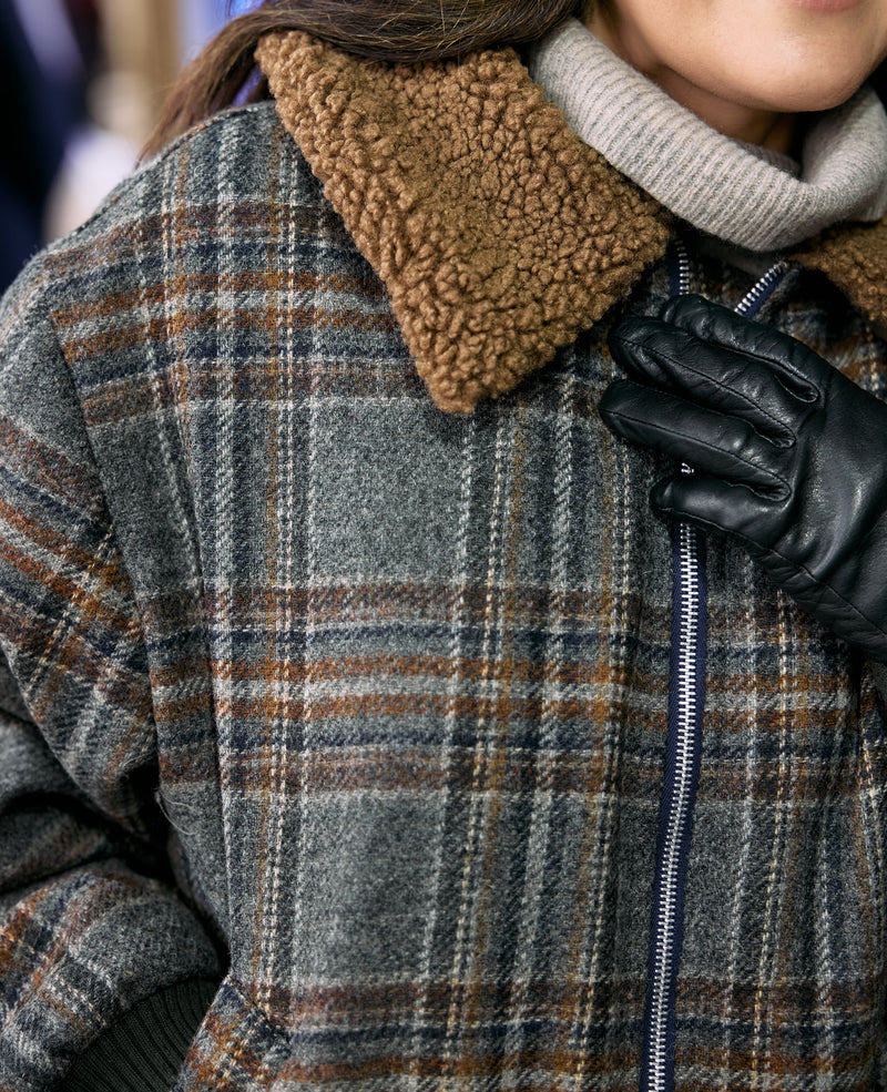 BLOUSON ENZO avec col en bouclette coloris brown