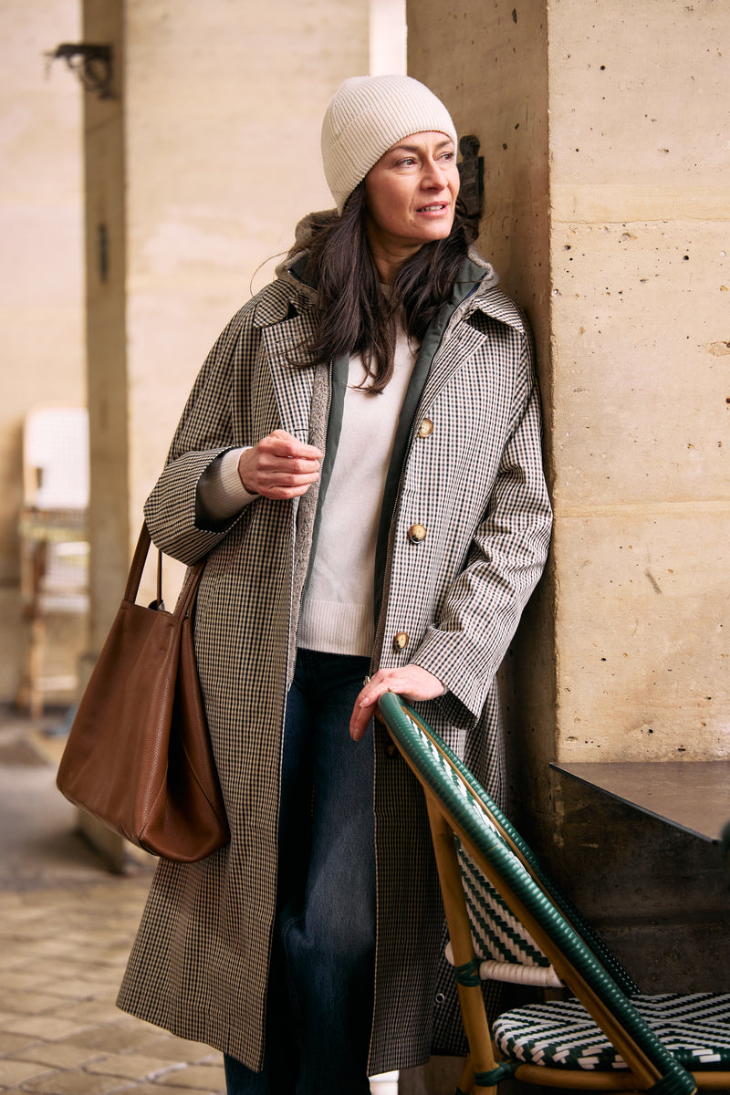 MANTEAU CAMILLE en coton déperlant à carreaux