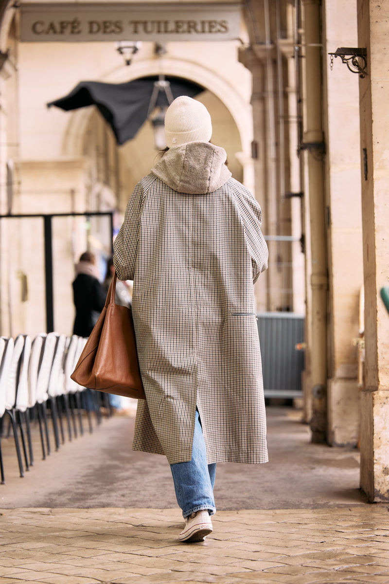MANTEAU CAMILLE en coton déperlant à carreaux