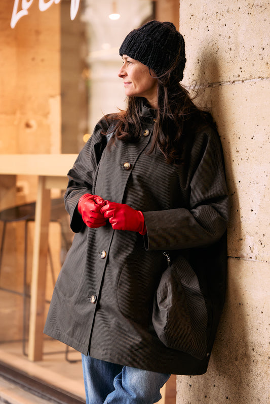PARKA FILO en coton déperlant à carreaux marron