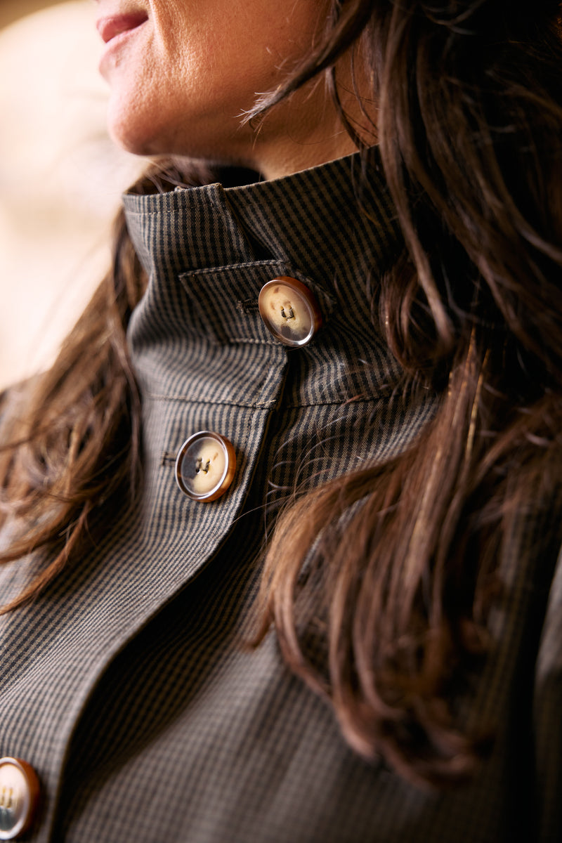 PARKA FILO en coton déperlant à carreaux marron