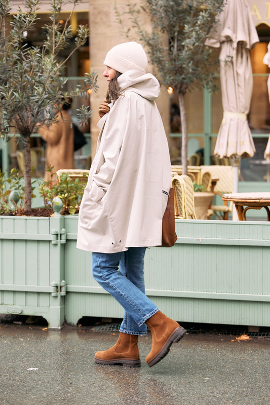 PARKA PAOLA en coton enduit déperlant coloris craie