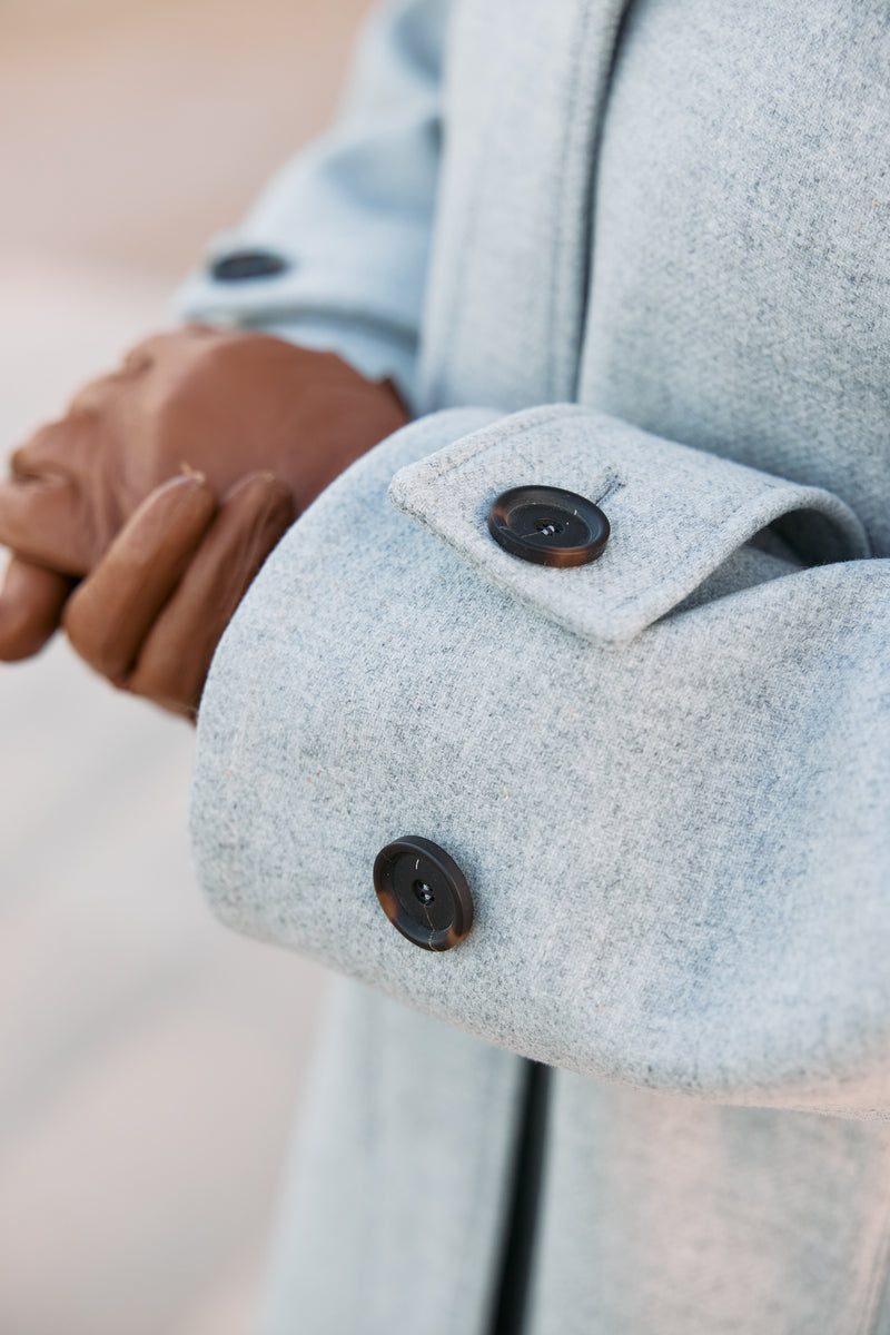 MANTEAU AVERSE en lainage coloris gris chiné