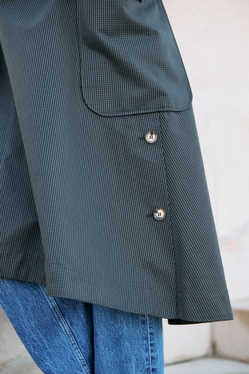 PARKA JOAN en coton déperlant à carreaux marron