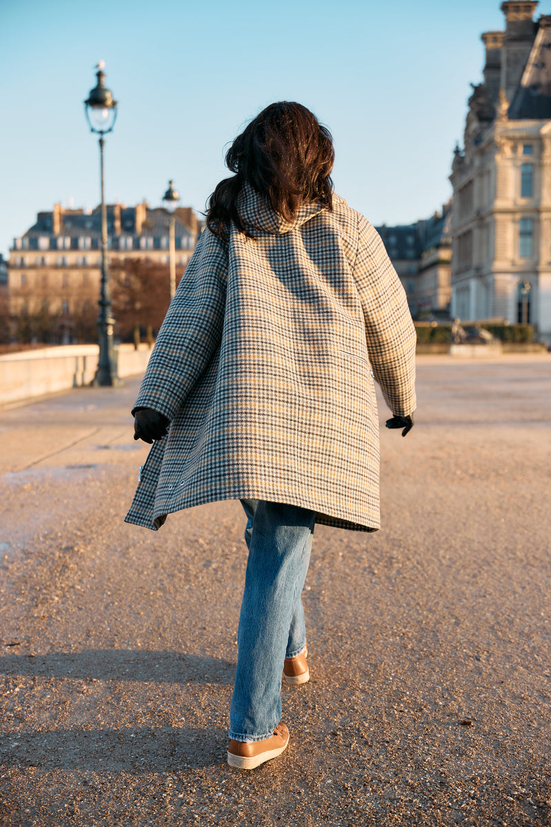 PARKA NINON en lainage pied de poule