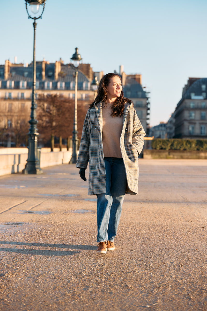 PARKA NINON en lainage pied de poule