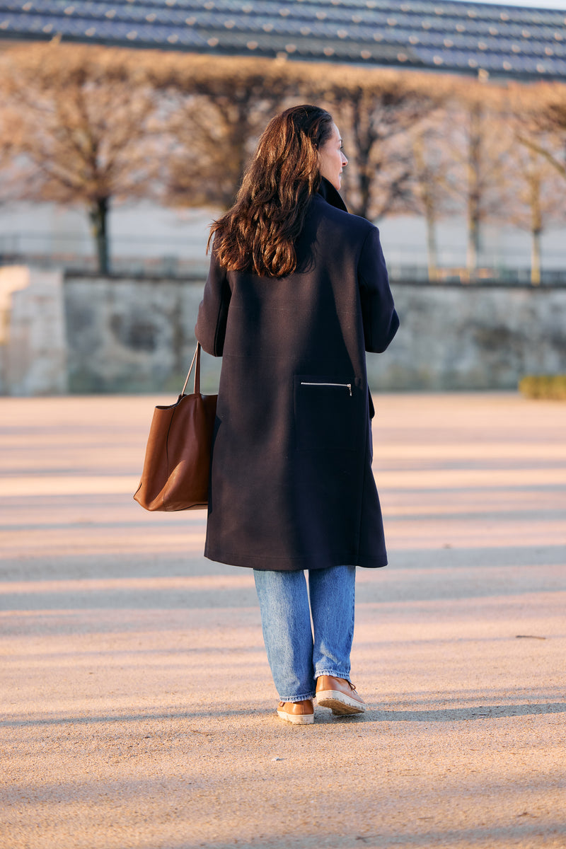 MANTEAU MARTIN en lainage coloris navy