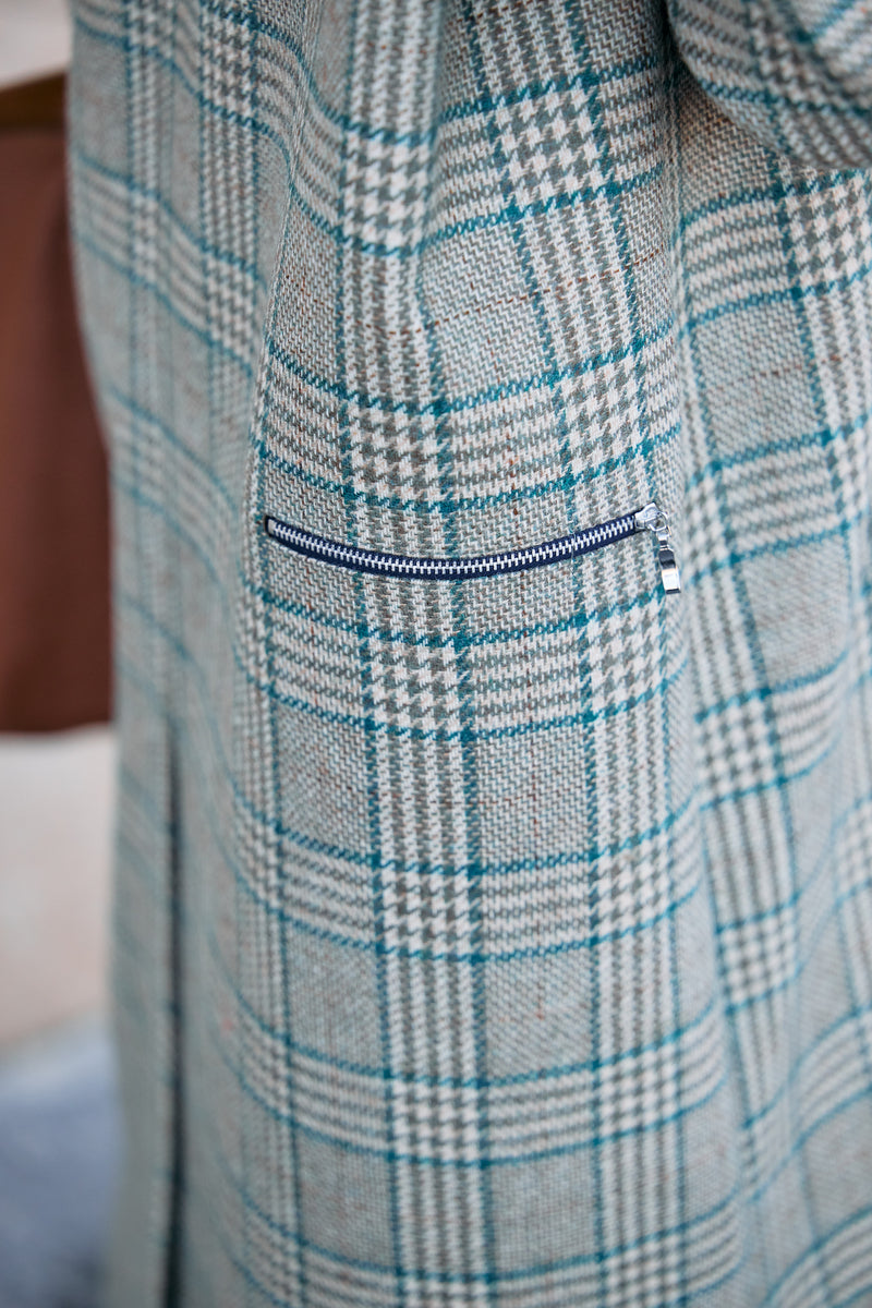 MANTEAU CAMILLE en lainage coloris check blue