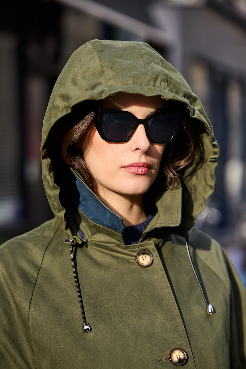 PARKA ROMY en coton waxé imperméable kaki