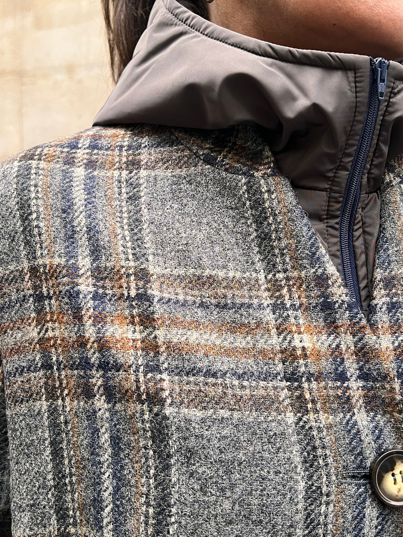 MANTEAU CECIL en lainage avec doudoune amovible coloris check brown