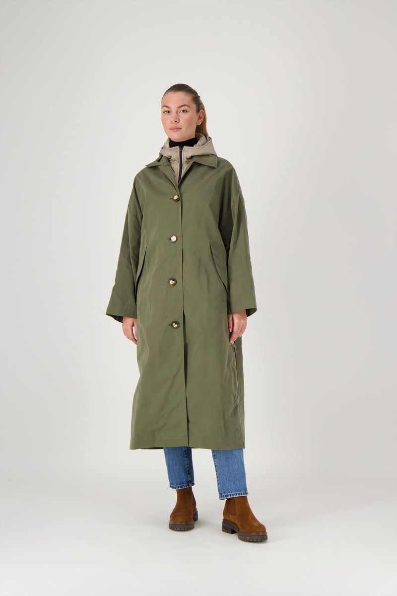 PARKA ALMA en coton déperlant coloris kaki