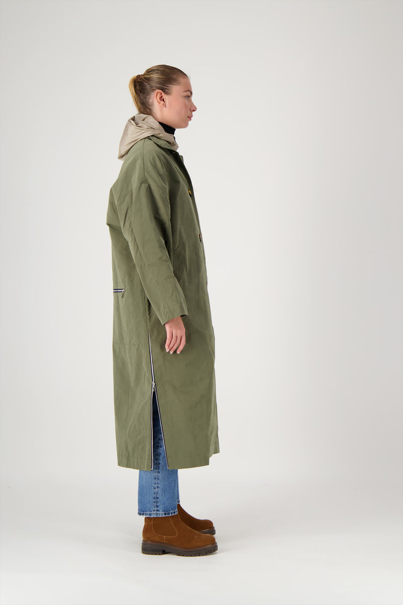 PARKA ALMA en coton déperlant coloris kaki