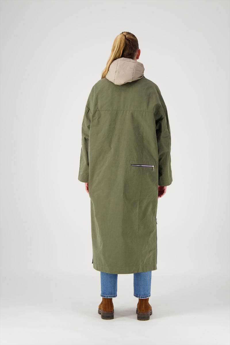 PARKA ALMA en coton déperlant coloris kaki