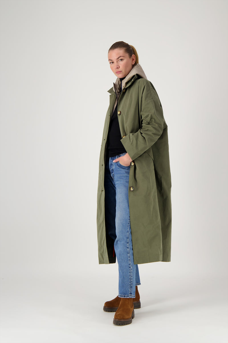 PARKA ALMA en coton déperlant coloris kaki