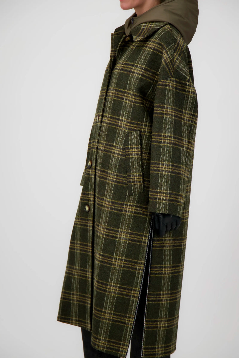 MANTEAU ALMA en laine à carreaux avec doudoune amovible