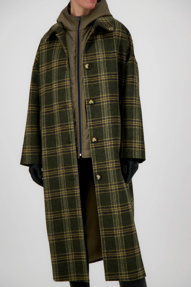MANTEAU ALMA en laine à carreaux avec doudoune amovible