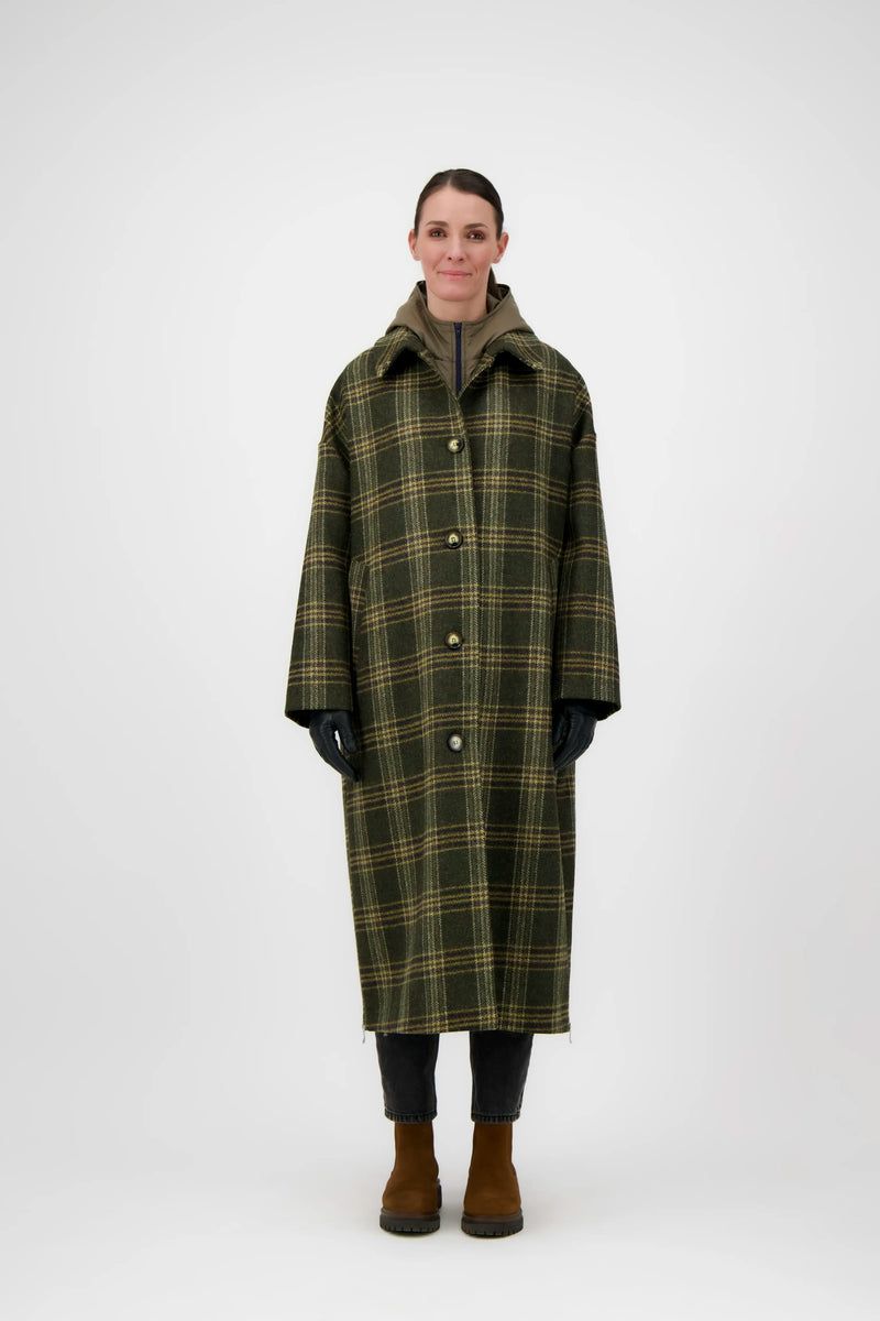 MANTEAU ALMA en laine à carreaux avec doudoune amovible