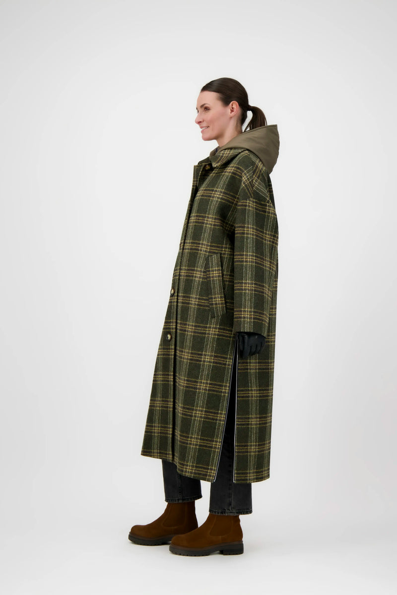 MANTEAU ALMA en laine à carreaux avec doudoune amovible