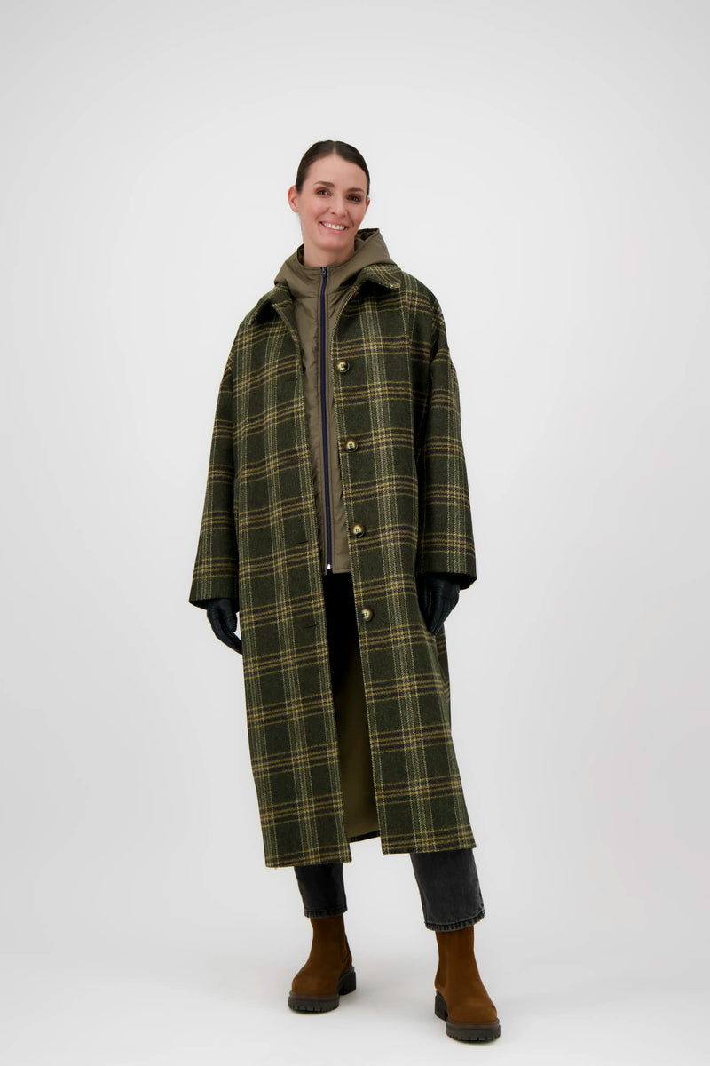 MANTEAU ALMA en laine à carreaux avec doudoune amovible