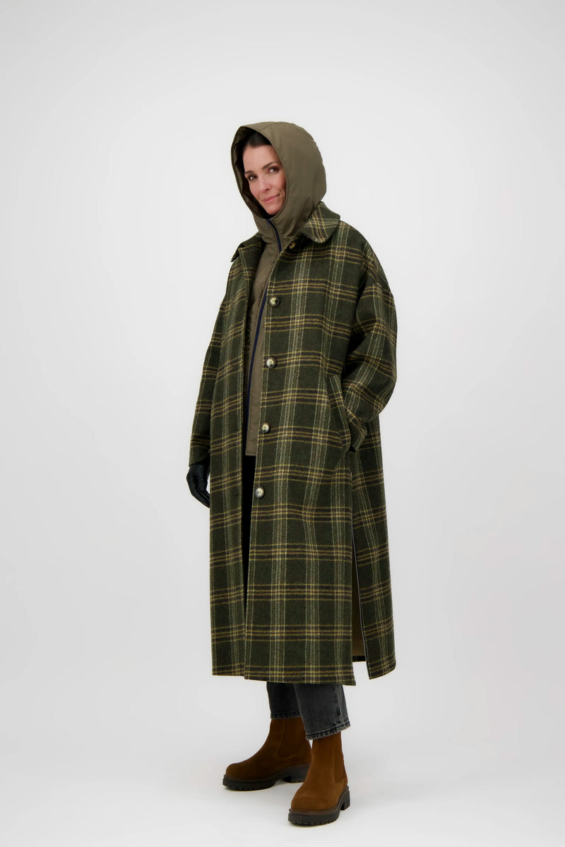 MANTEAU ALMA en laine à carreaux avec doudoune amovible