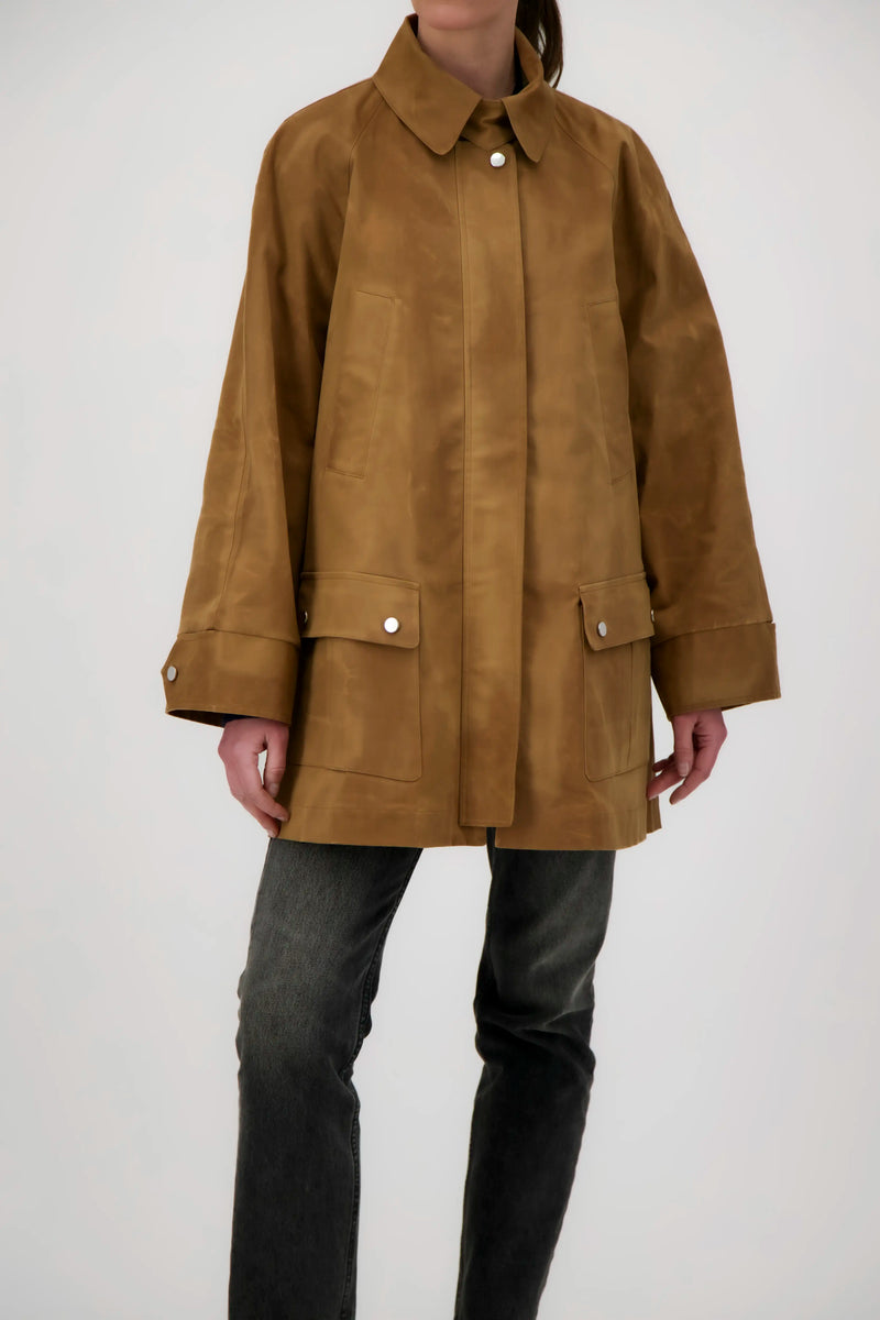 CABAN ASTRID en coton waxé imperméable noisette