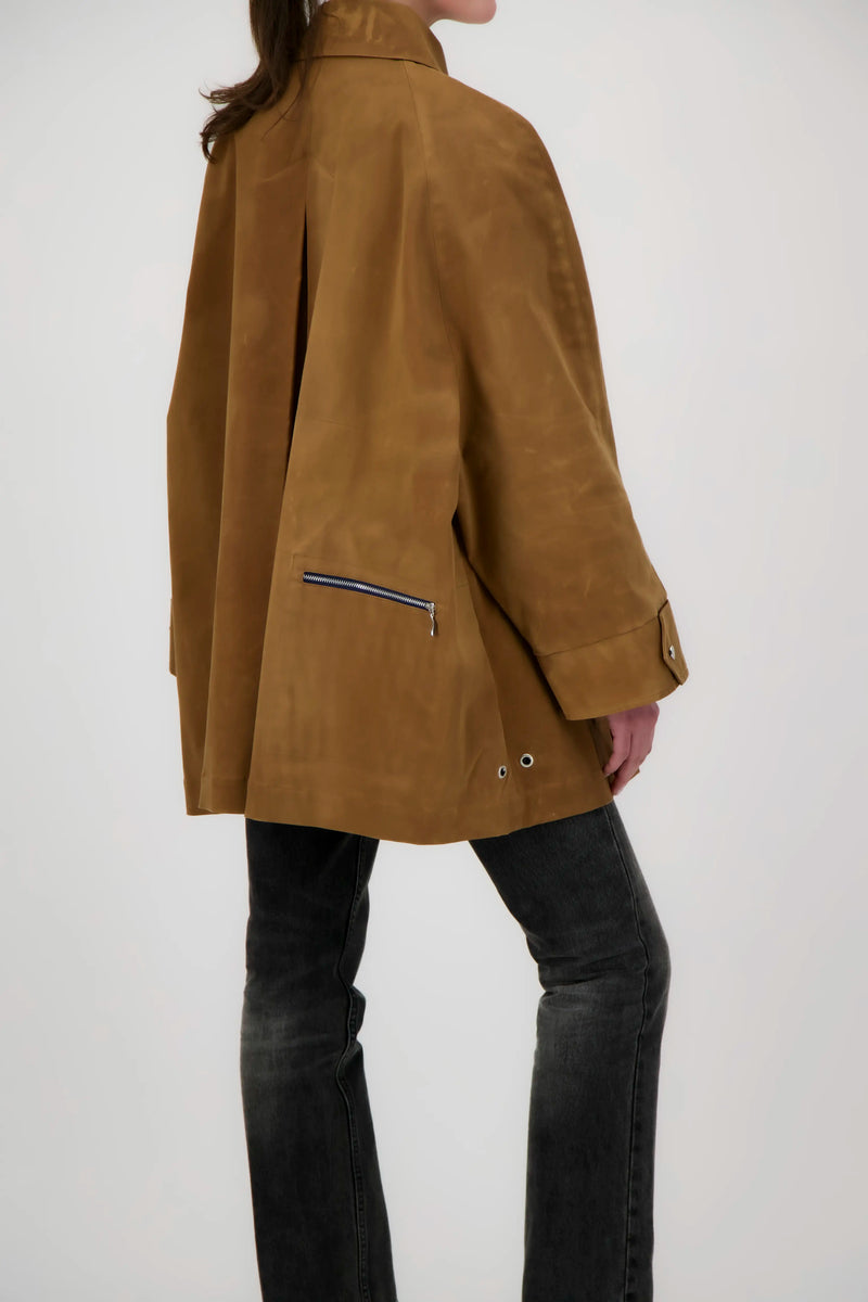 CABAN ASTRID en coton waxé imperméable noisette