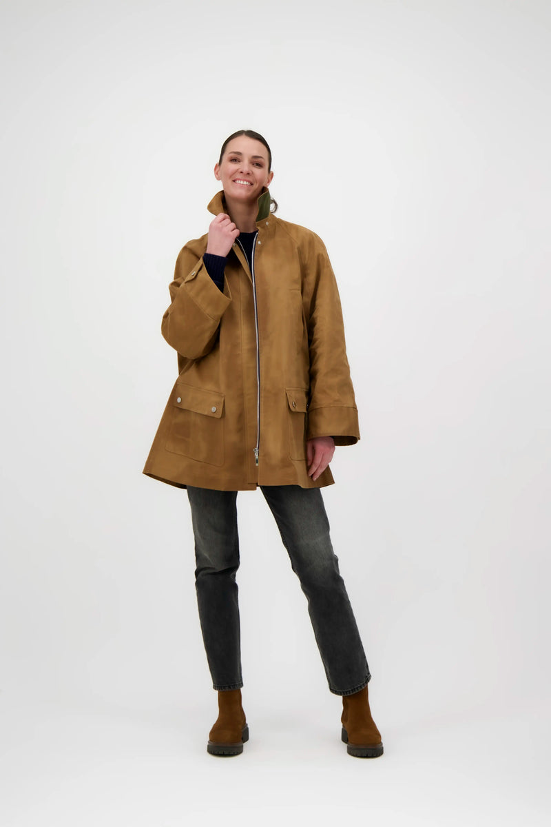 CABAN ASTRID en coton waxé imperméable noisette