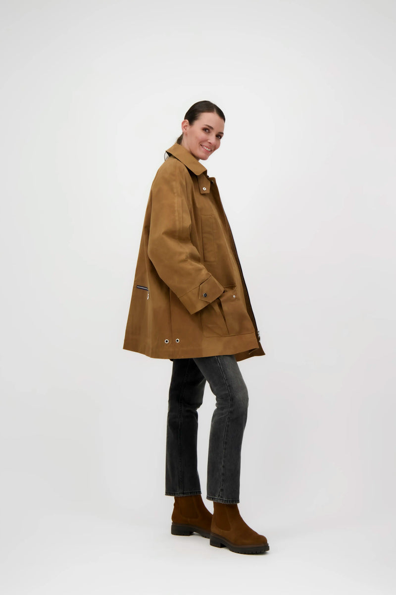 CABAN ASTRID en coton waxé imperméable noisette