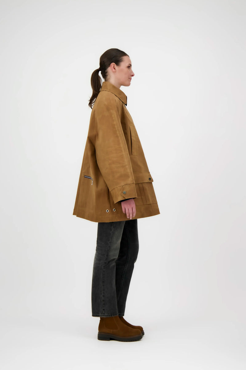 CABAN ASTRID en coton waxé imperméable noisette