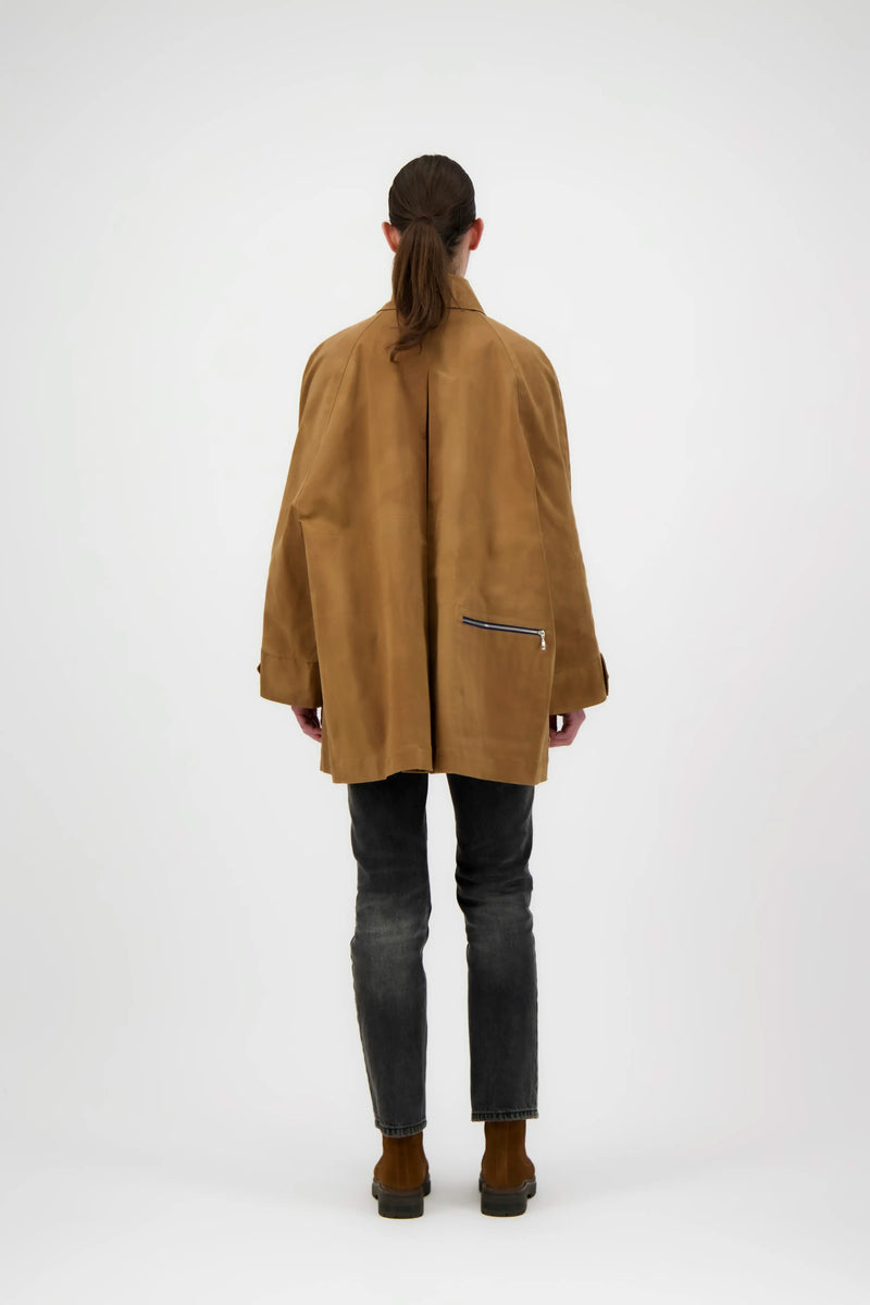 CABAN ASTRID en coton waxé imperméable noisette