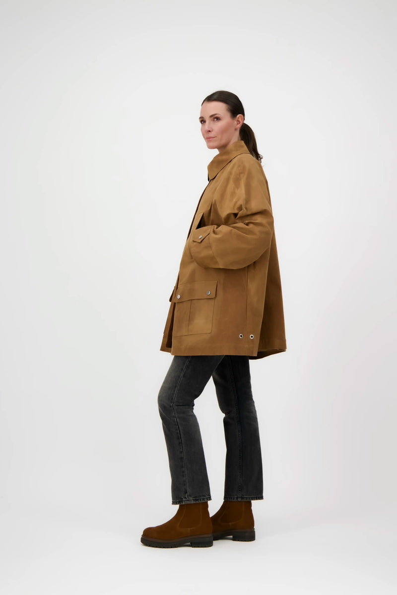 CABAN ASTRID en coton waxé imperméable noisette
