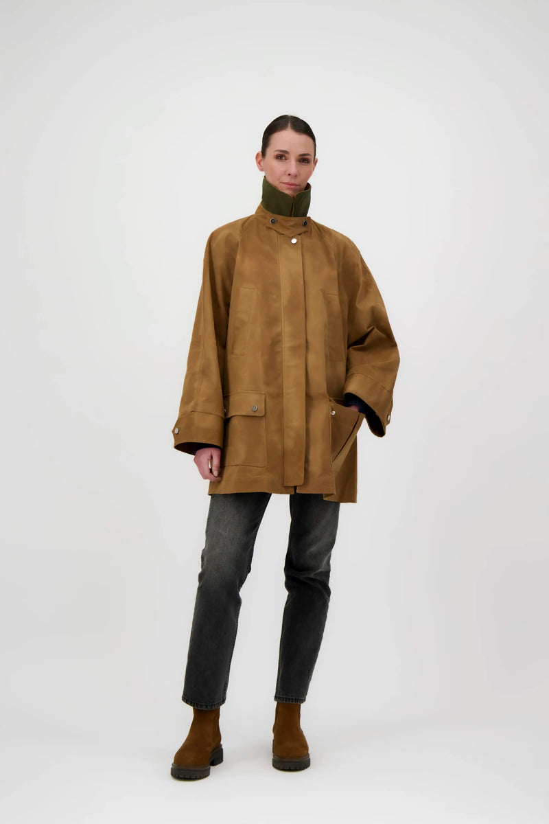 CABAN ASTRID en coton waxé imperméable noisette