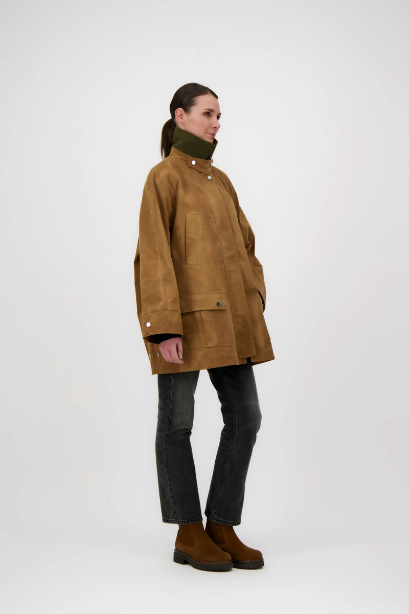 CABAN ASTRID en coton waxé imperméable noisette