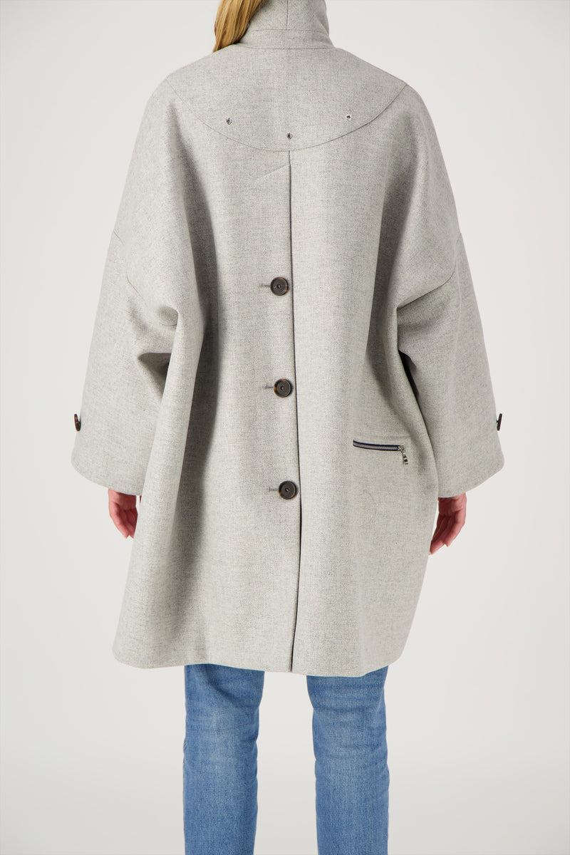 MANTEAU AVERSE en lainage coloris gris chiné