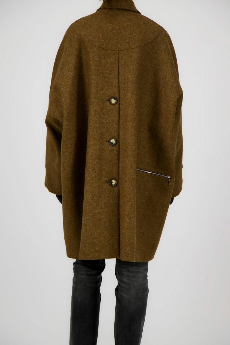 MANTEAU AVERSE en laine noisette