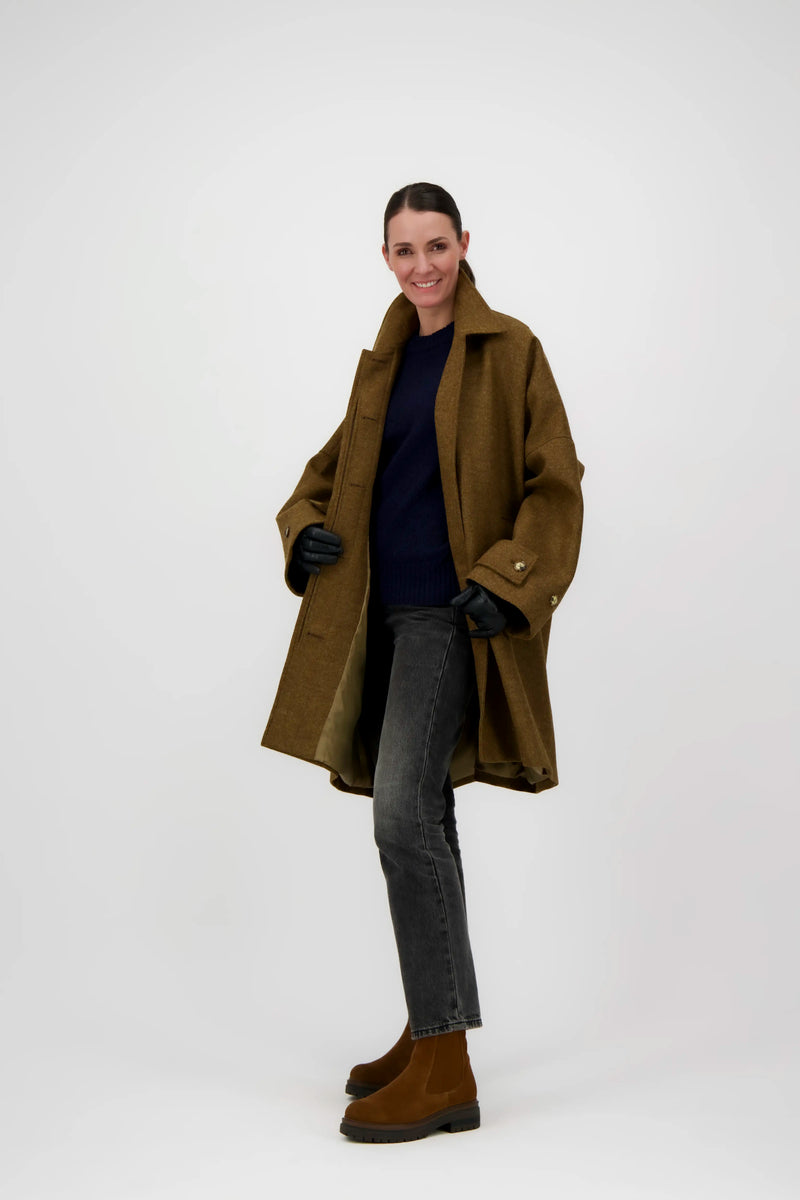 MANTEAU AVERSE en laine noisette