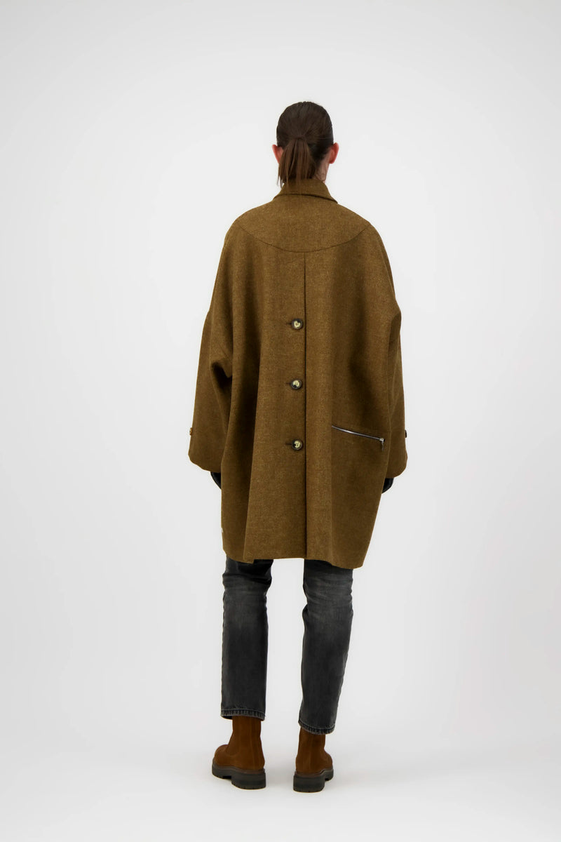 MANTEAU AVERSE en laine noisette