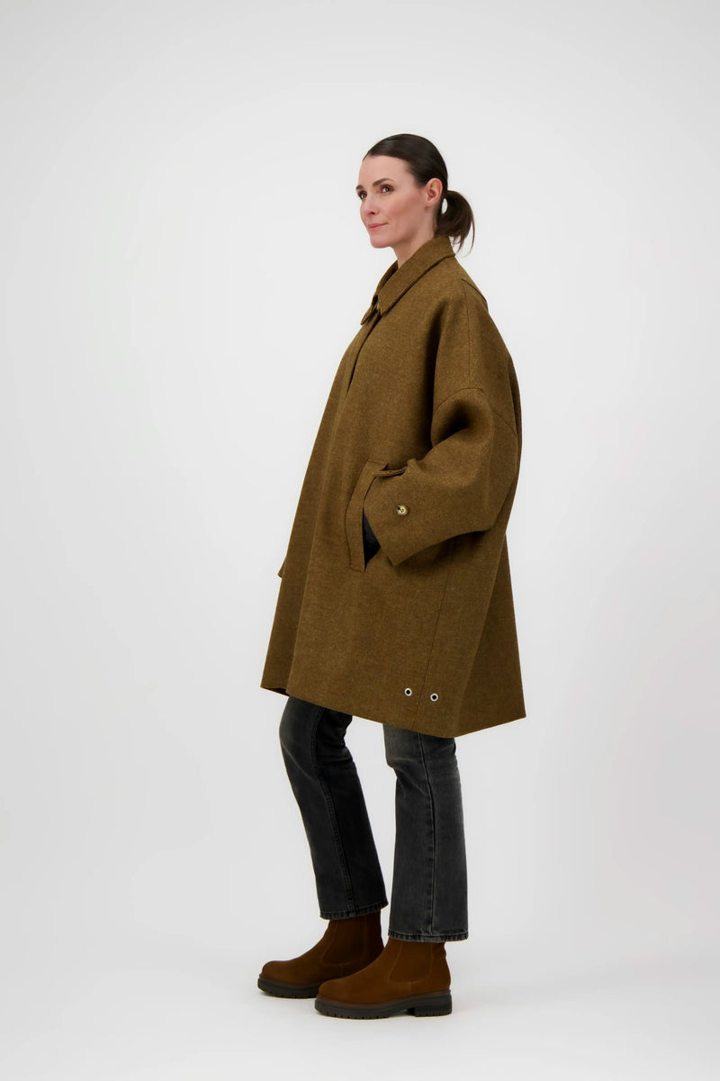 MANTEAU AVERSE en laine noisette