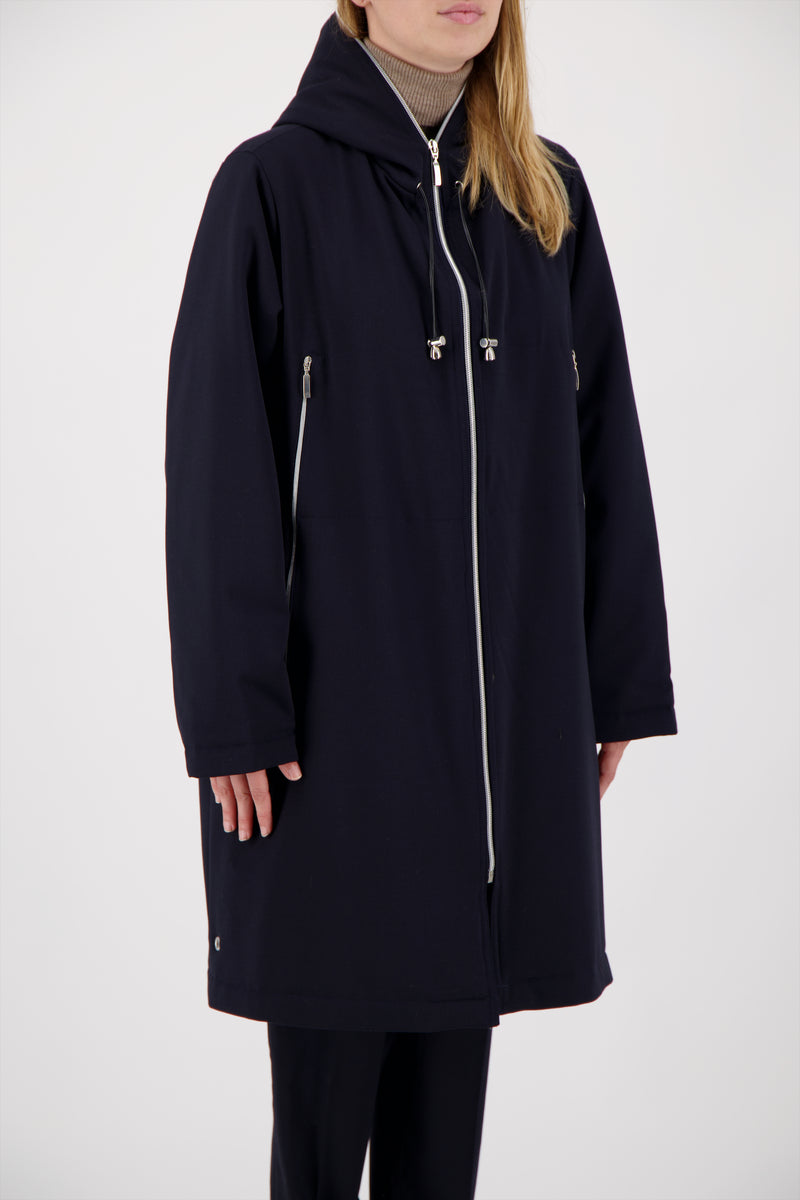 PARKA BARBARA en gabardine de laine déperlante coloris blueblack