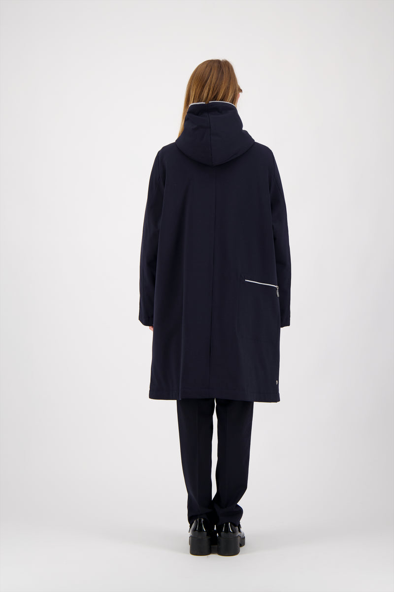 PARKA BARBARA en gabardine de laine déperlante coloris blueblack