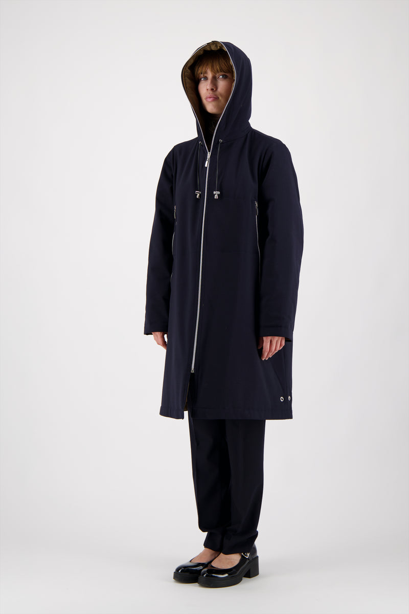 PARKA BARBARA en gabardine de laine déperlante coloris blueblack